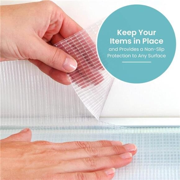 Adhesive Zip-N-Fit Solid Grip Drawer and Shelf Non-Slip Liner, 18" x 4', Ribbed - Picture 6 of 7